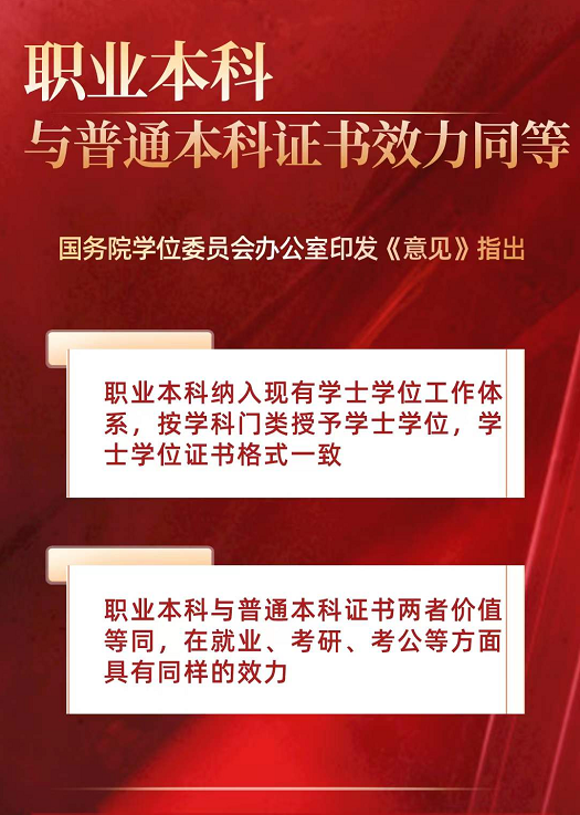 又一利好消息，教育部再發(fā)文：職業(yè)本科與普通本科證書效力同等！